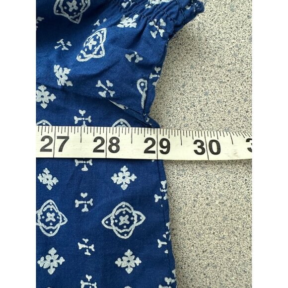 Ellos Peasant Blouse Women 2X Blue Ruffle Trim Tassel Tie Neck Boho Feminine - Picture 7 of 8